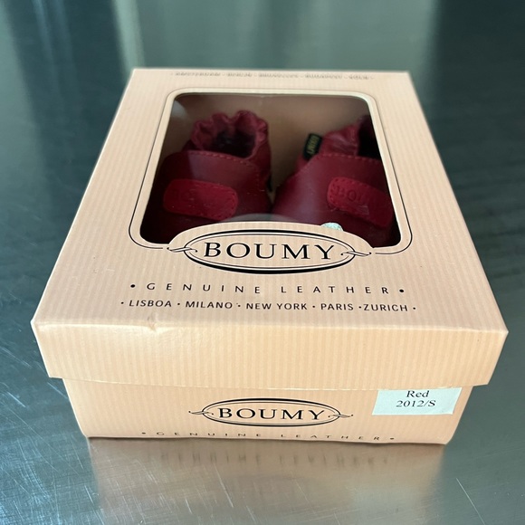 Boumy Leather Baby Booties - Color: Red - Picture 2 of 4